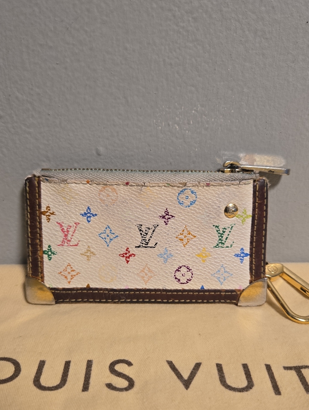 Louis Vuitton Multicolor Monogram White Canvas Key Pouch